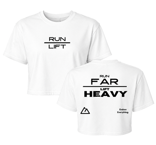 White RUN + LIFT CROP TEE