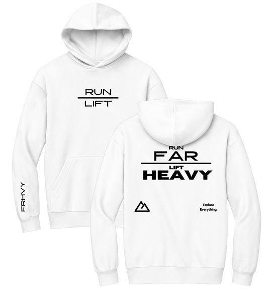White RUN + LIFT Hoodie