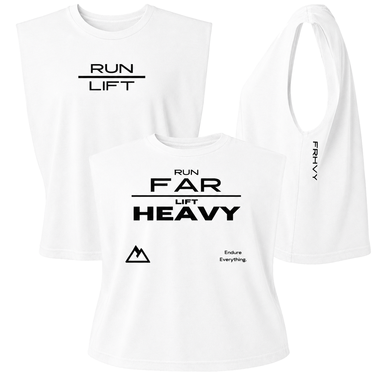 White RUN + LIFT Muscle Tee