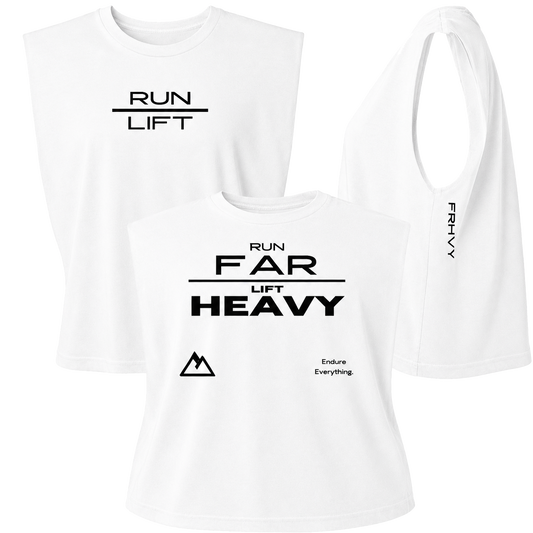 White RUN + LIFT Muscle Tee