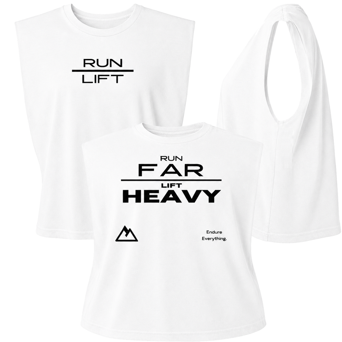 White RUN + LIFT Muscle Tee