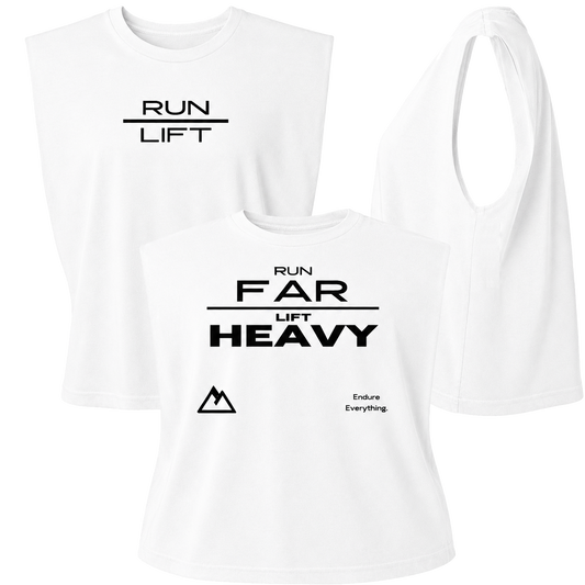 White RUN + LIFT Muscle Tee